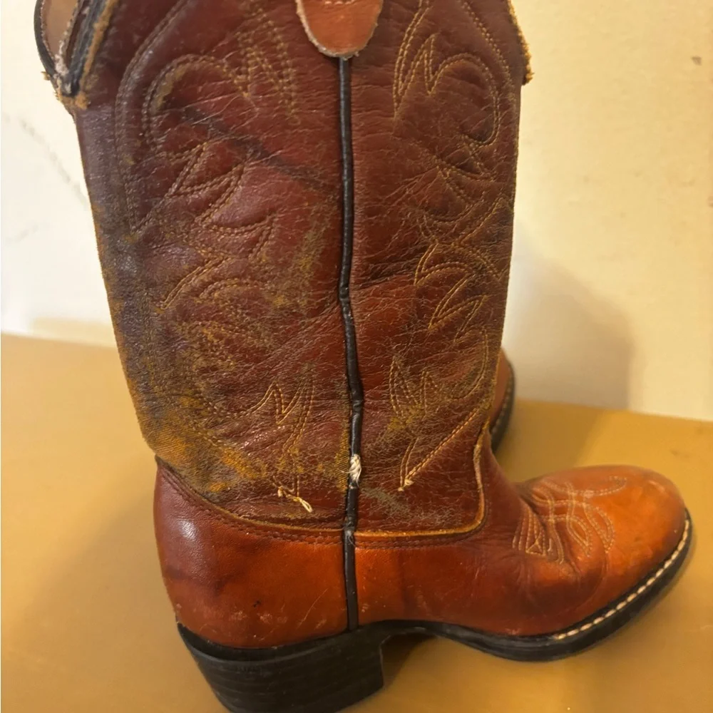 Kenny Kids Brown Leather Western Boots 9 1/2D
